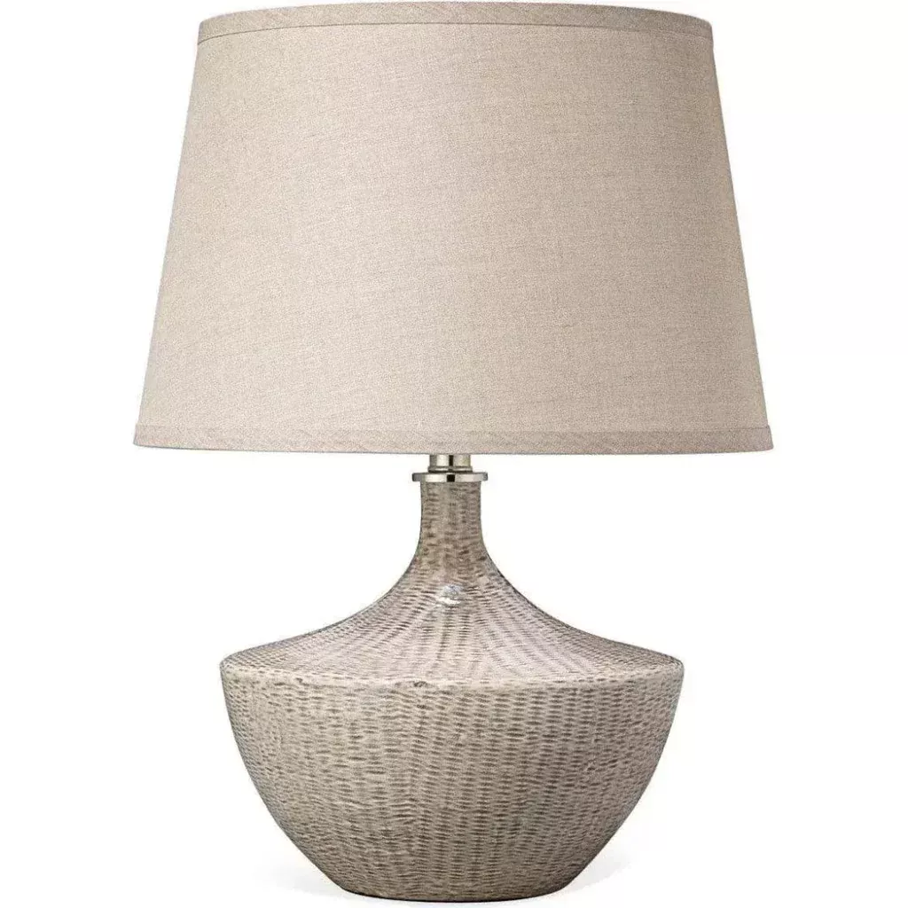 Beige Ceramic Basketweave Table Lamp