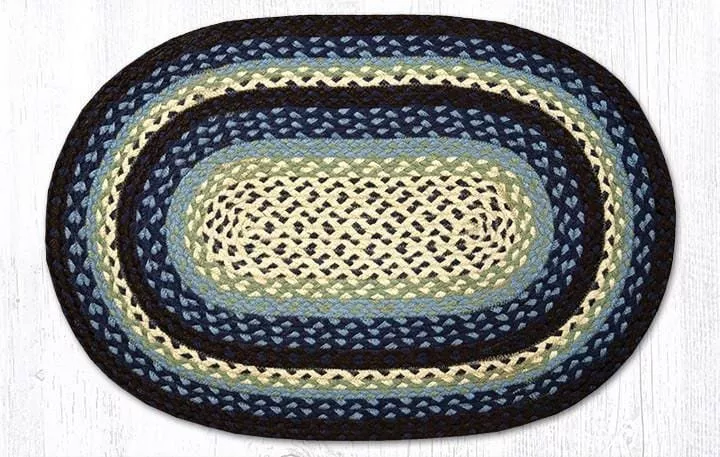 Blueberry & Cream Braided Rug - Oval