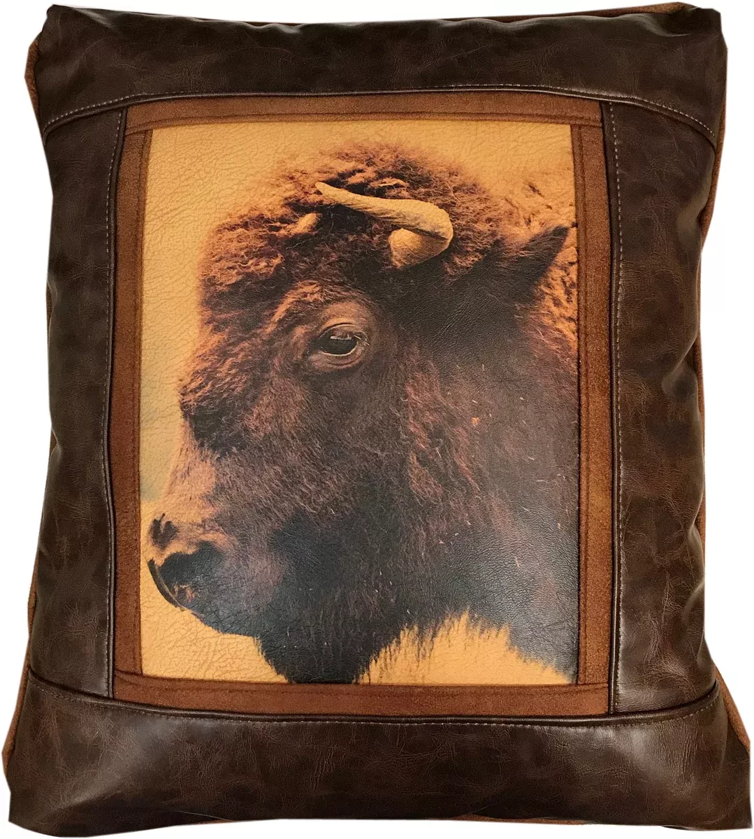Buffalo Head Frame Pillow by Sweetwater