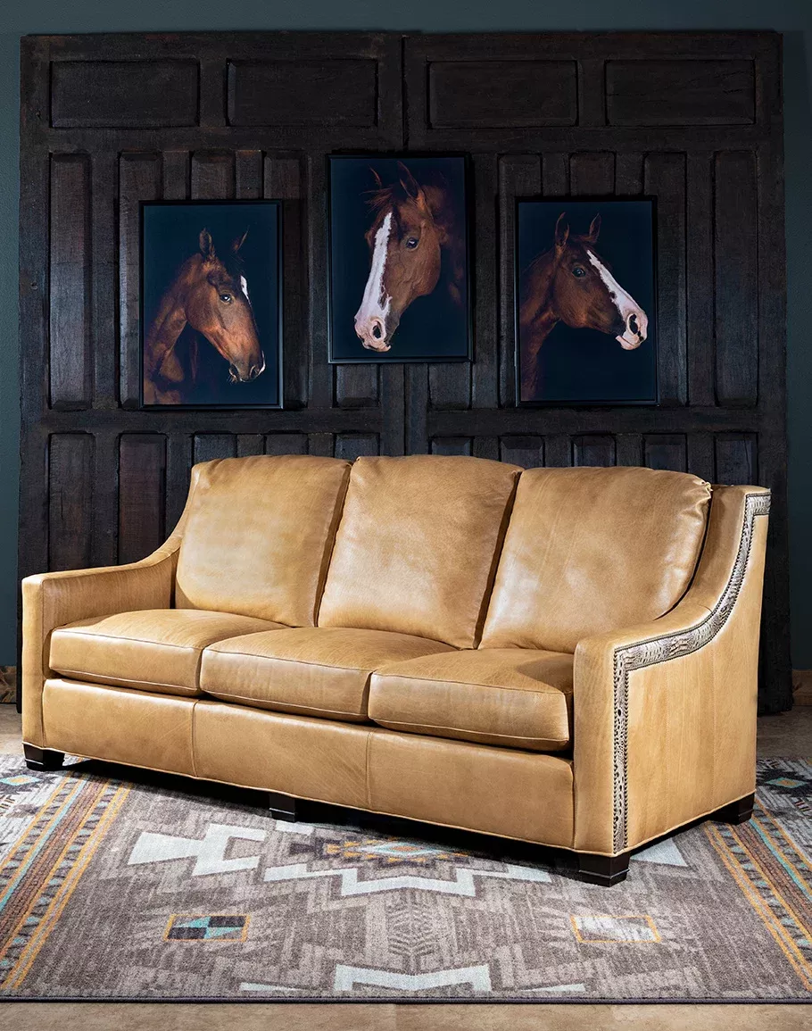 Burnished Gold Western Leather Sofa