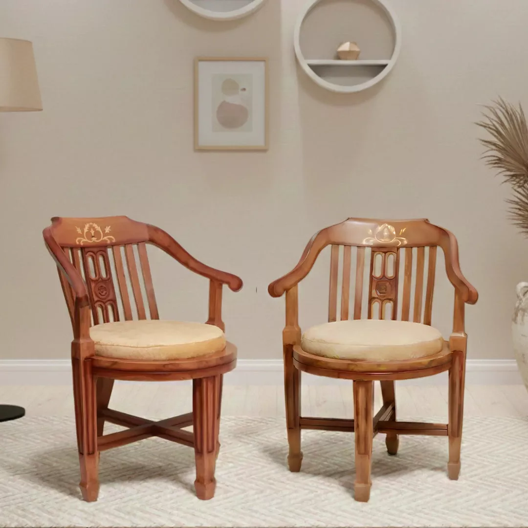 Canasto Teak Wood Arm Chairs (Teak Beige)