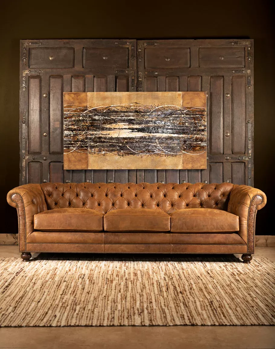 Chestnut Leather Chesterfield Sofa