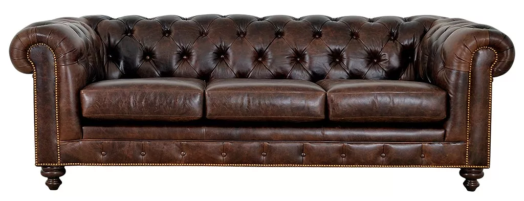 Classic Tufted Leather Sofa