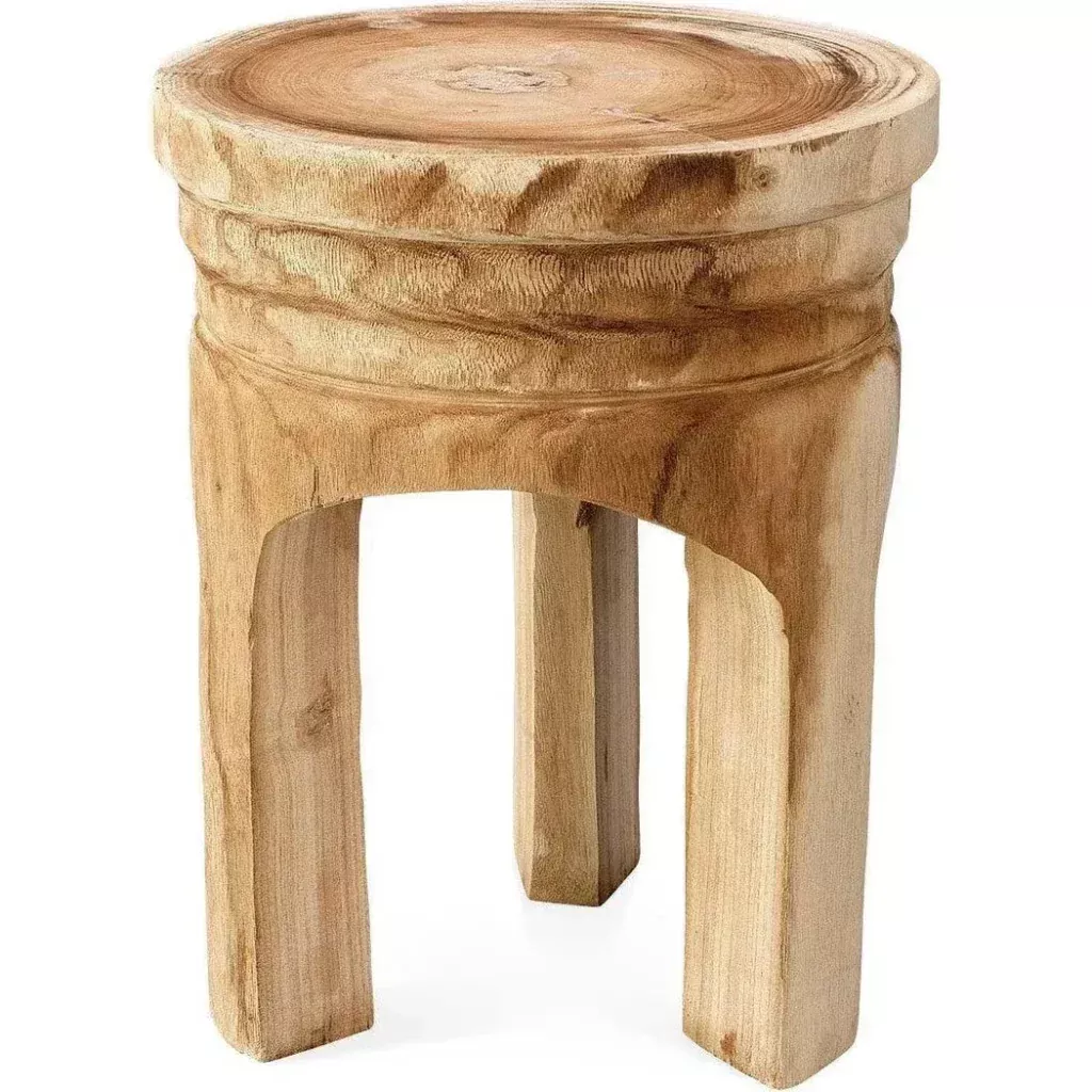 Coastal Paulownia Wood Mesa Backless Stool