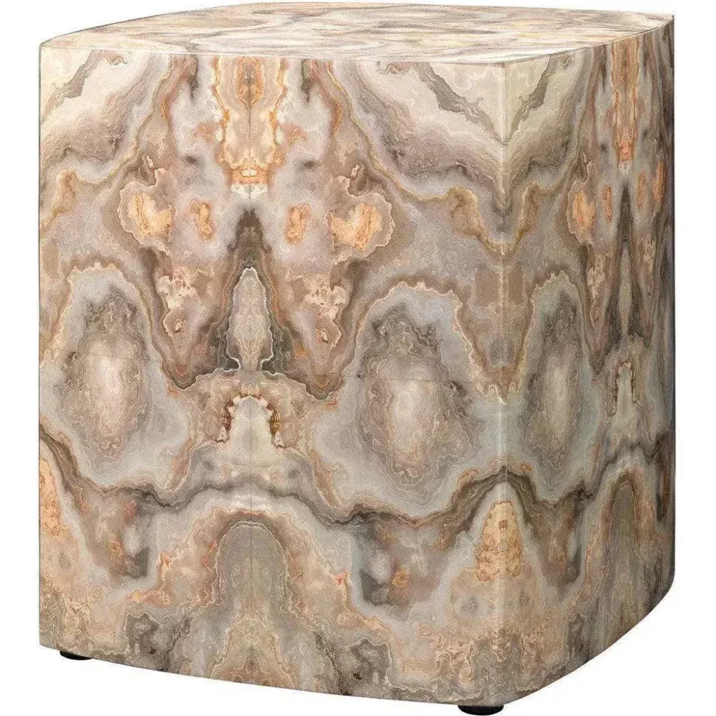 Cream Lacquer Ink Blot Curved Mid Century Side Table