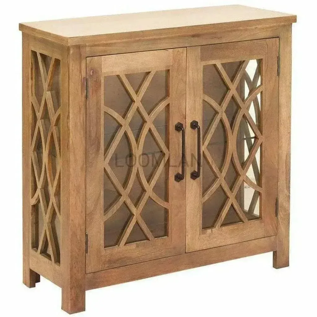 Curio Slim Glass Doors Accent Cabinet