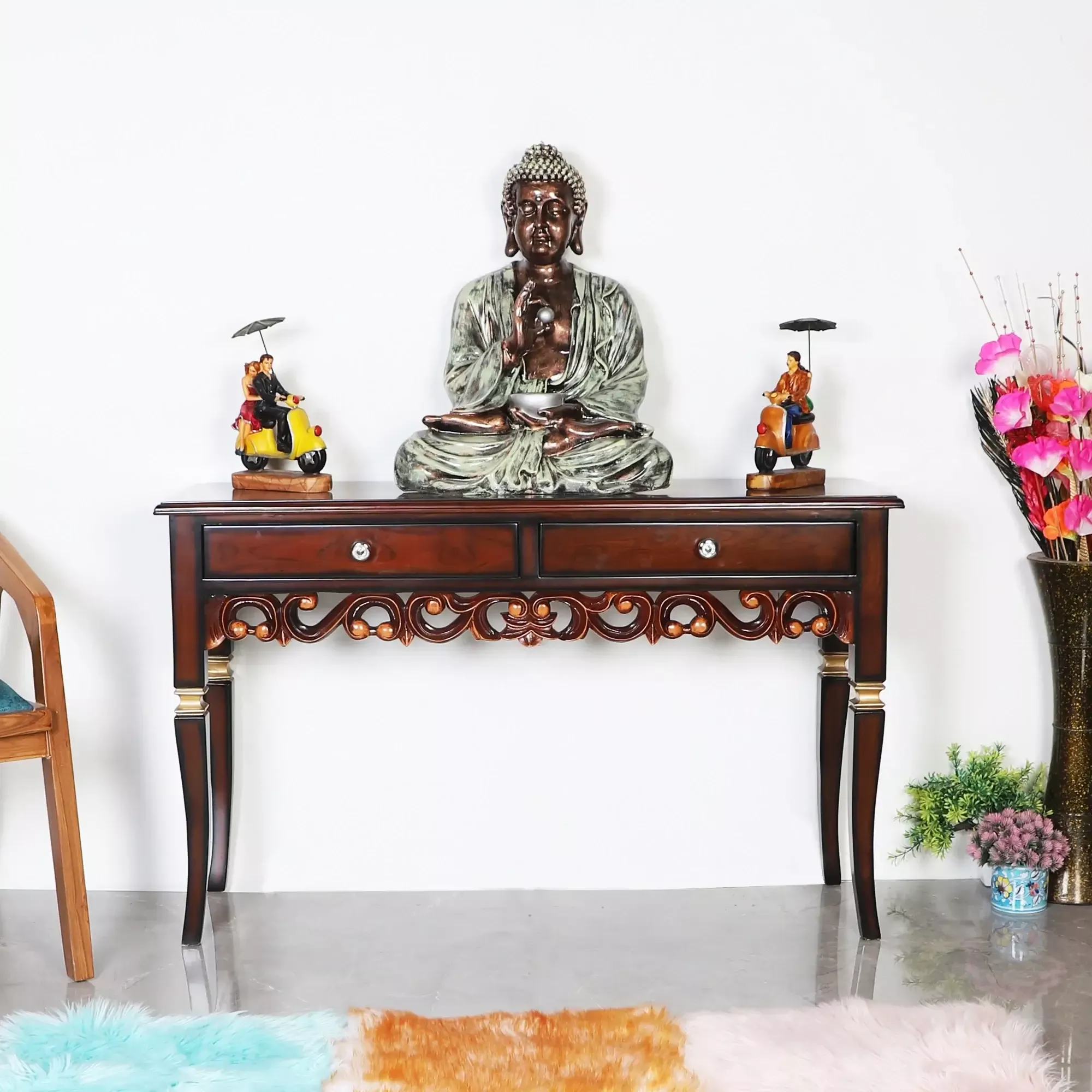 Dignify Solid Wood Console Table (Brown Teak)
