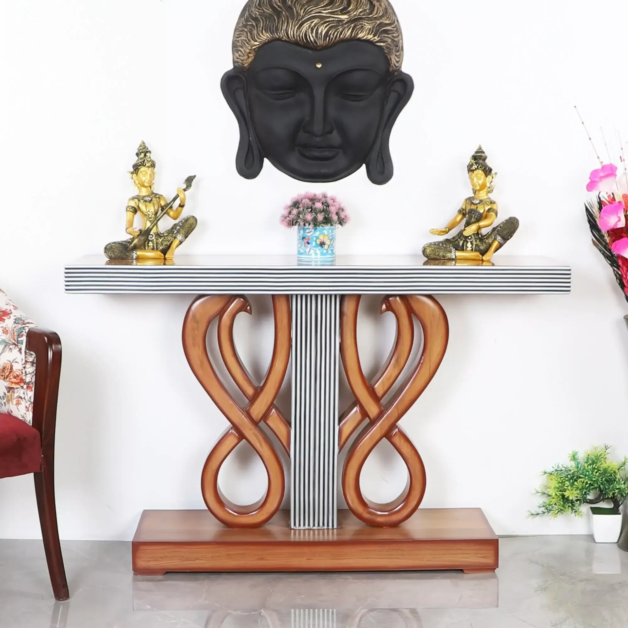 Eleganza Solid Wood Console Table (Teak)
