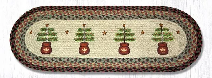 Feather Christmas Tree Oval Jute Runner