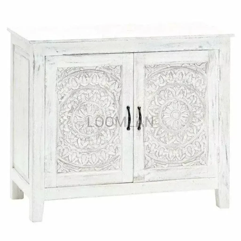 Feyloren Hand Carved White Accent Cabinet