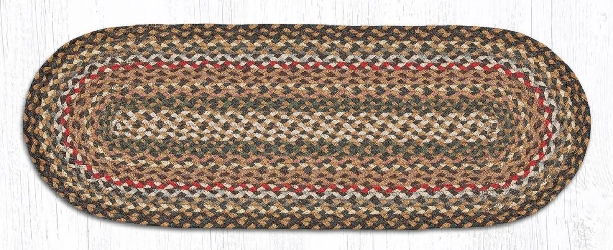 Fir/Ivory Braided Oval Jute Table Runner