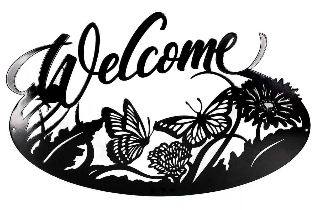 Frame Oval Welcome Black Mat - 24x15"