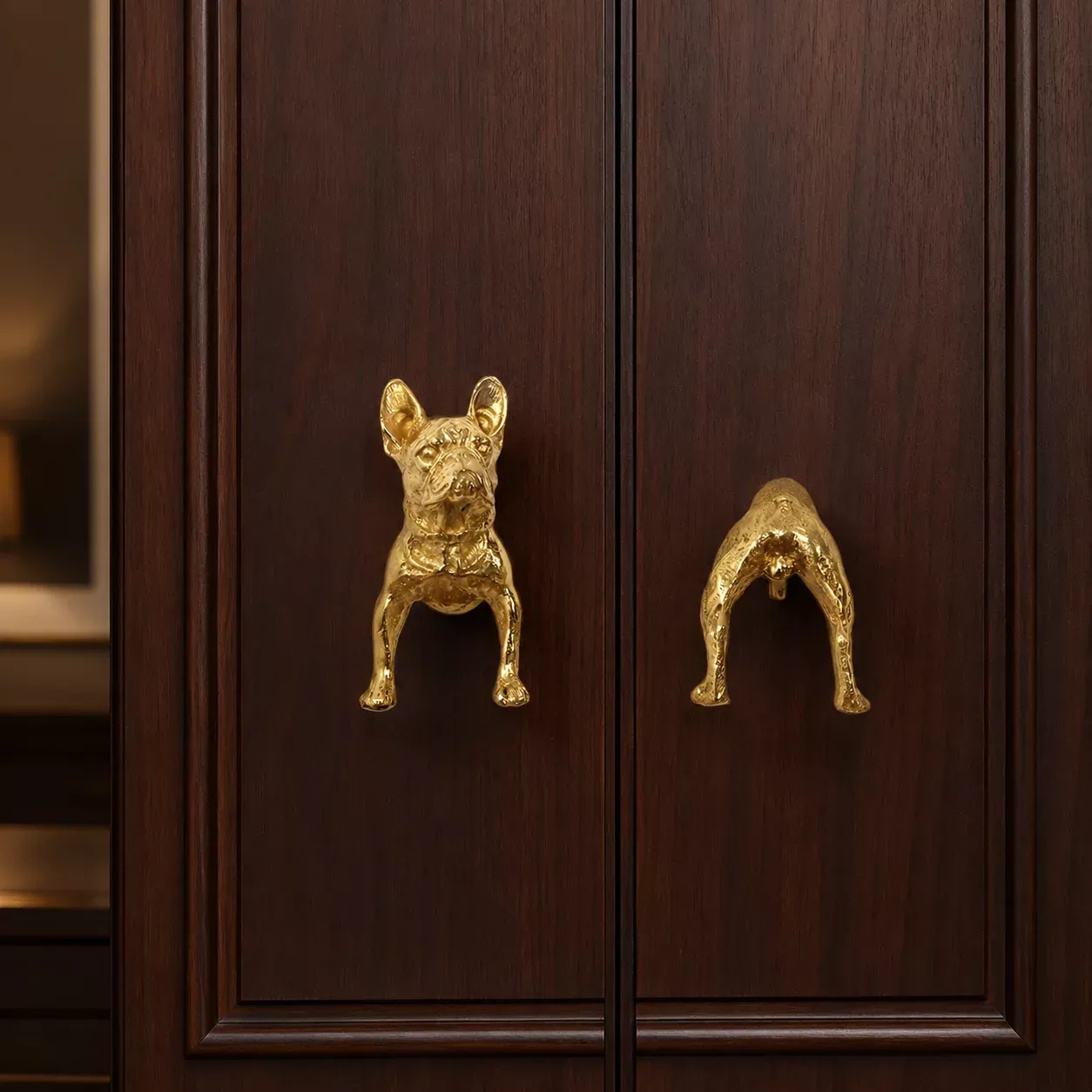 Glauco Brass Dog Cabinet Handle