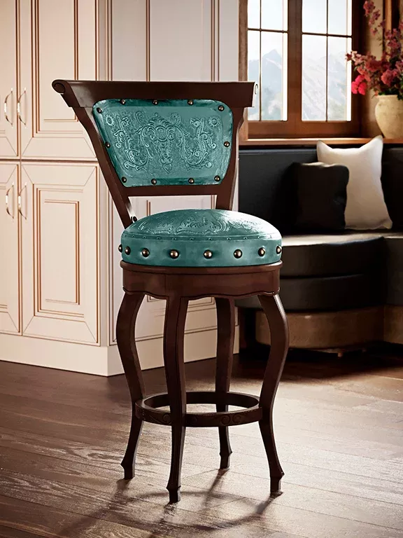 Heritage Teal Barstool with Back Set of 2
