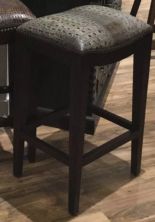 Hill Country Aged Gator Leather Backless Barstool Set of 2