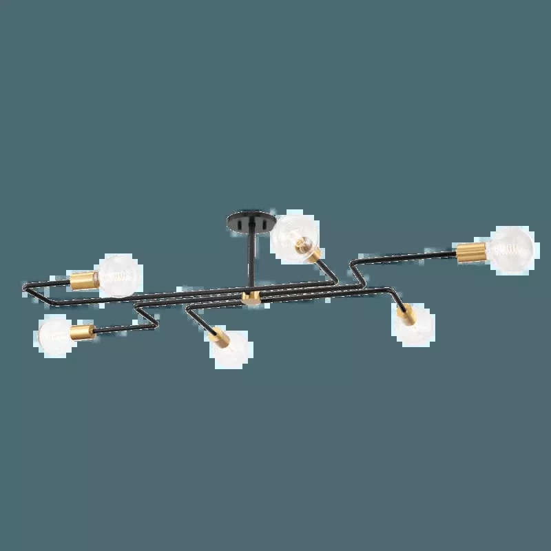 Jena 6 Light Semi Flush Mount Aged Brass Medium