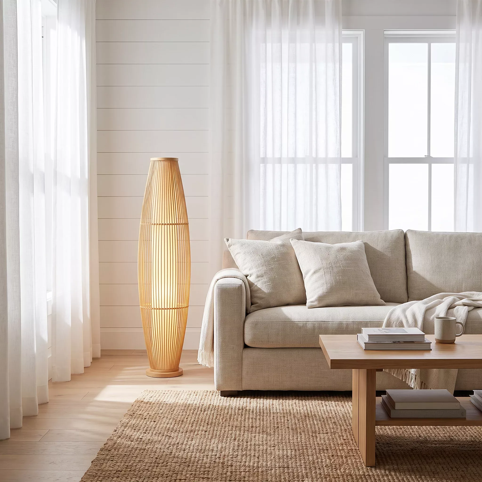 Kosci Woven Bamboo LED Table & Floor Lamp