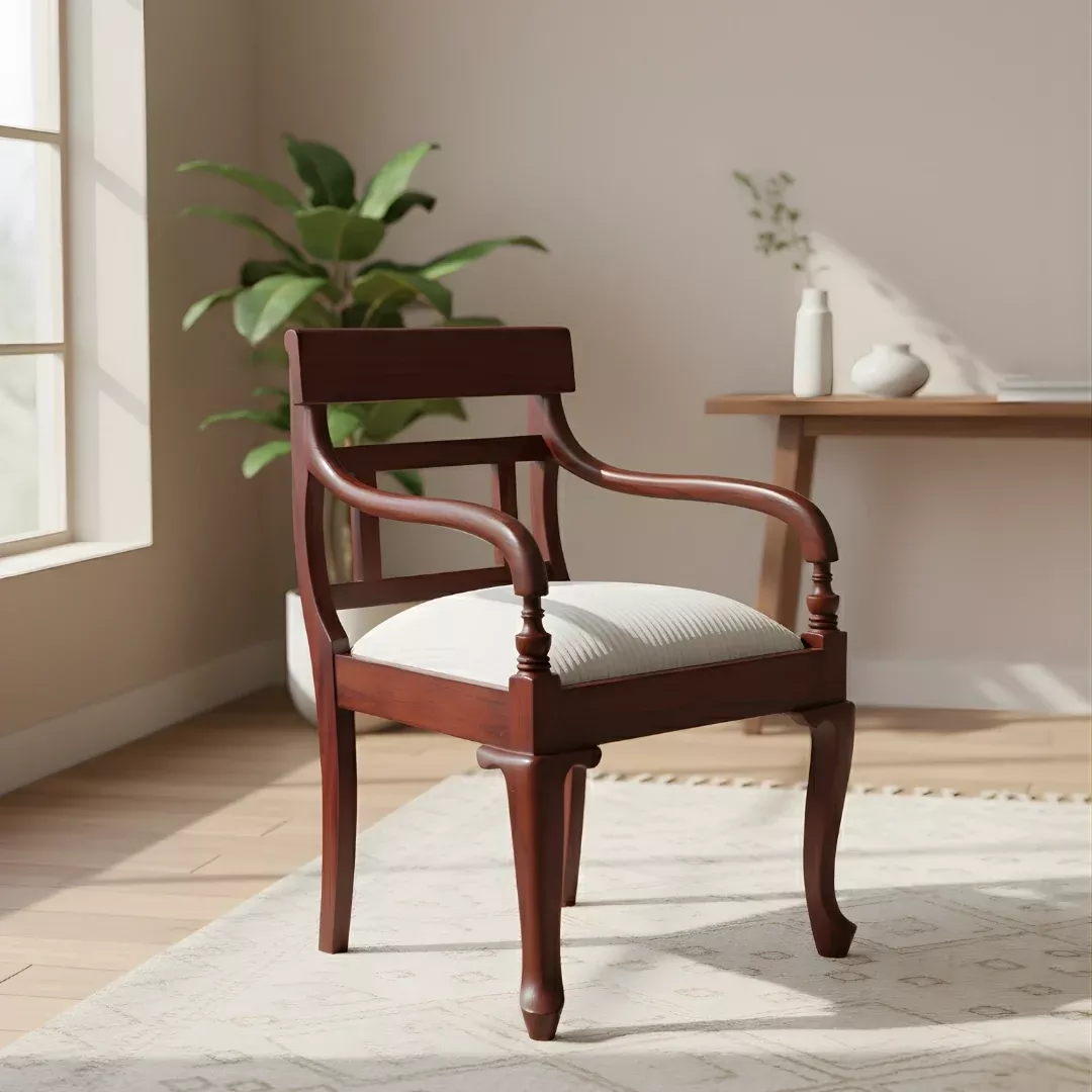 Kyoto Teak Wood Arm Chair (Brown)