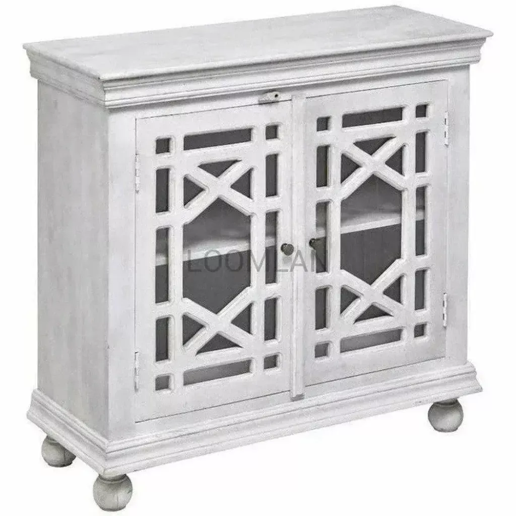 Lidia Wood White Accent Cabinet