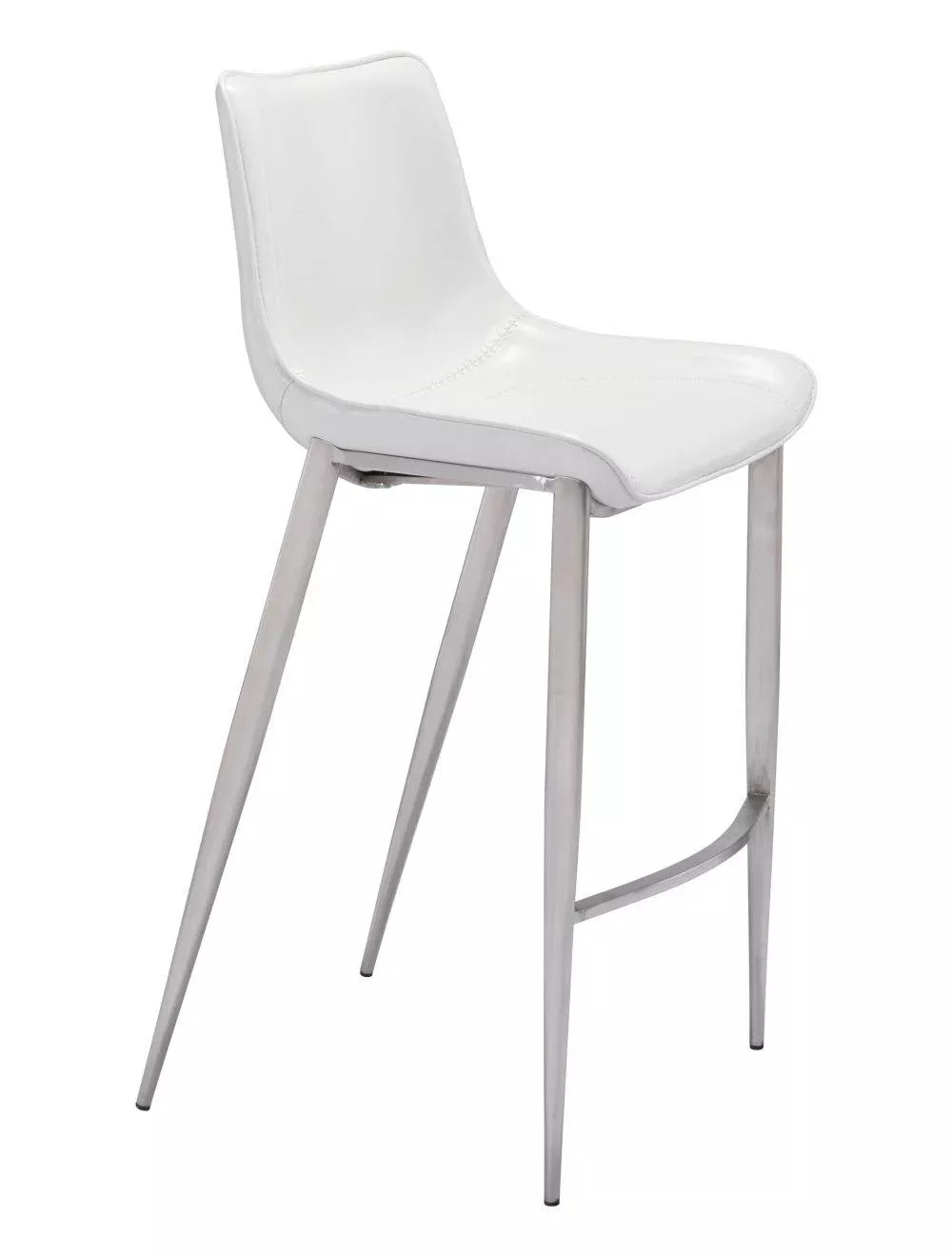 Magnus Bar Chair (Set of 2) White & Silver