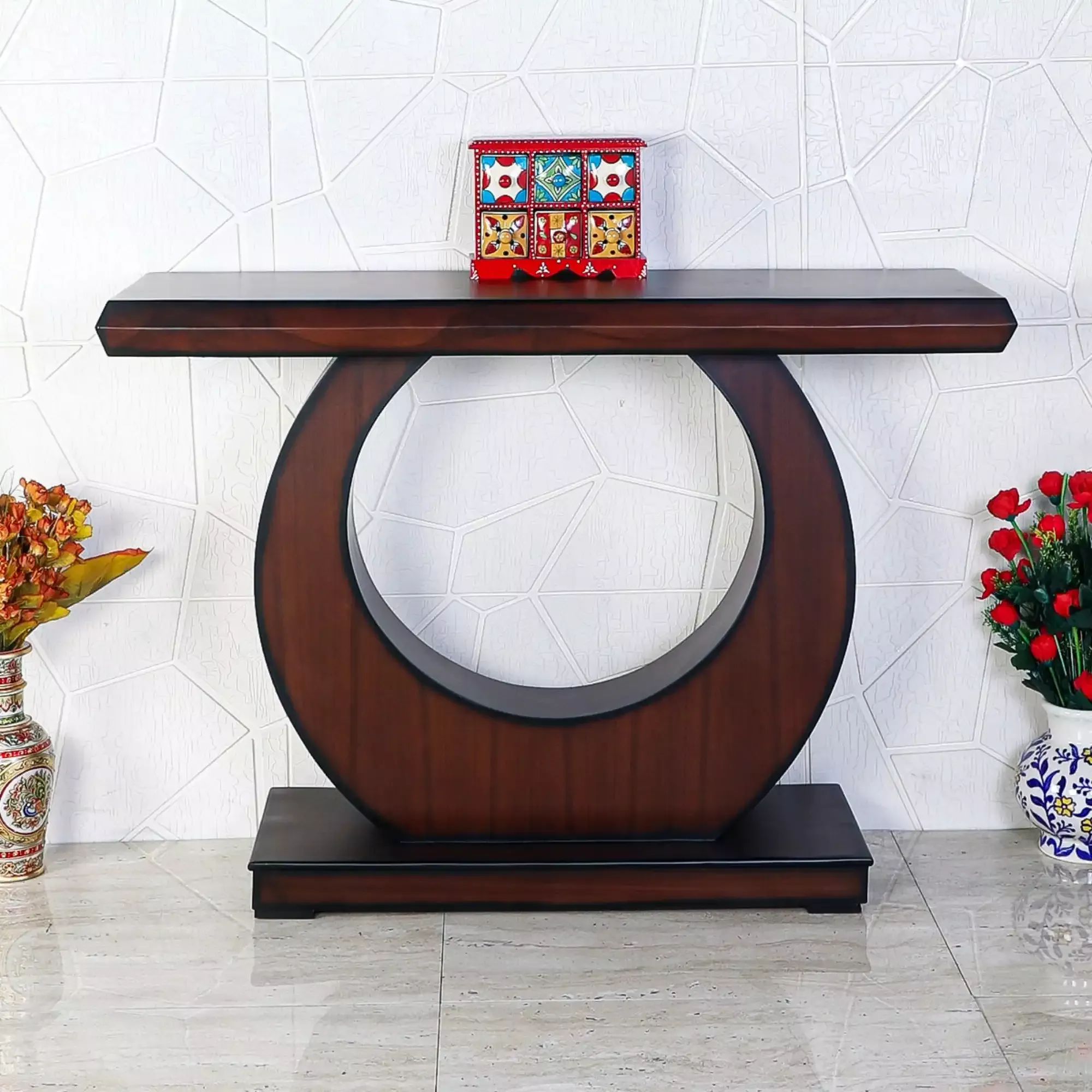 Maronze Solid Wood Console Table (Brown)