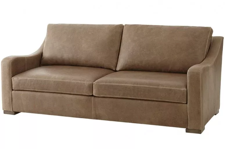 Massoud Oyster Leather Sofa