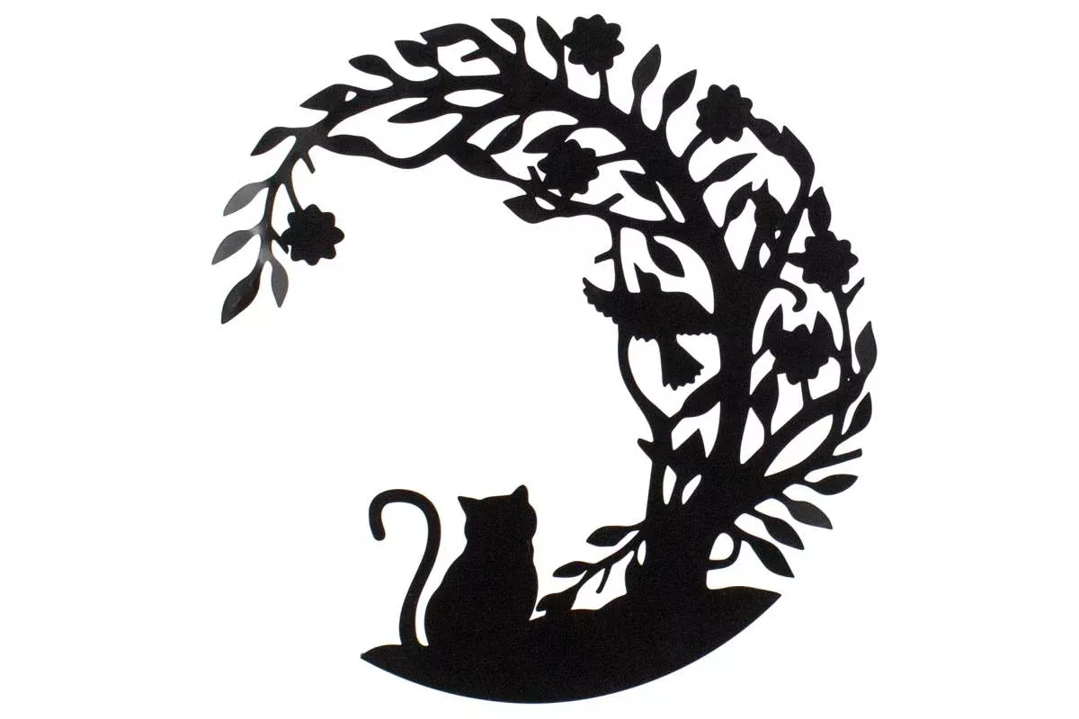Metal Circle Cat Frame, Matt Black - 24”