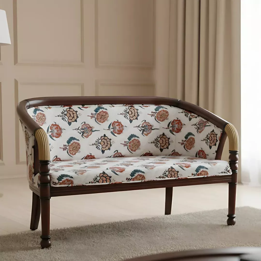 Nami Solid Wood Love Sofa (Brown Gold)