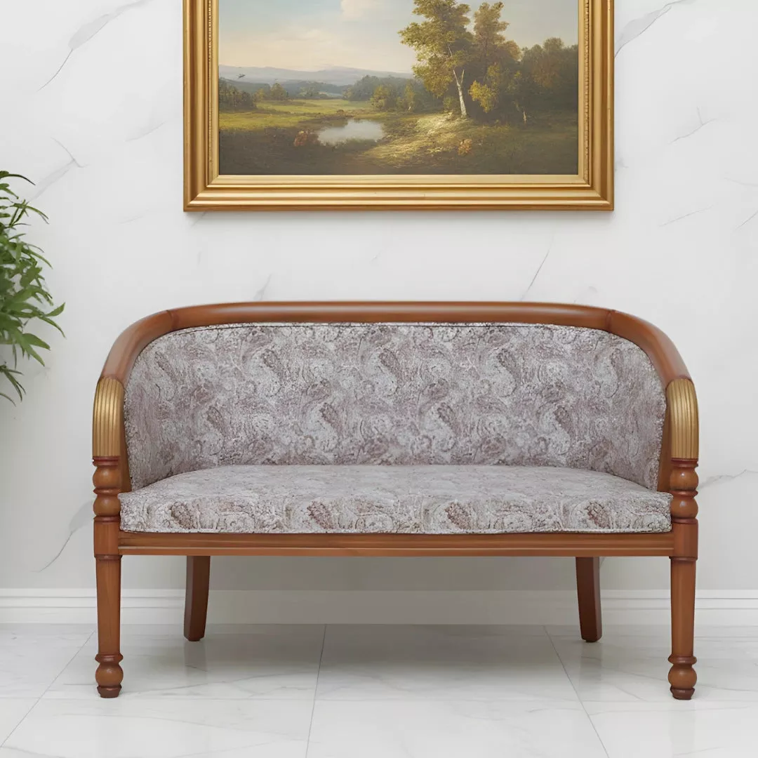 Nami Solid Wood Love Sofa (Teak Gold)