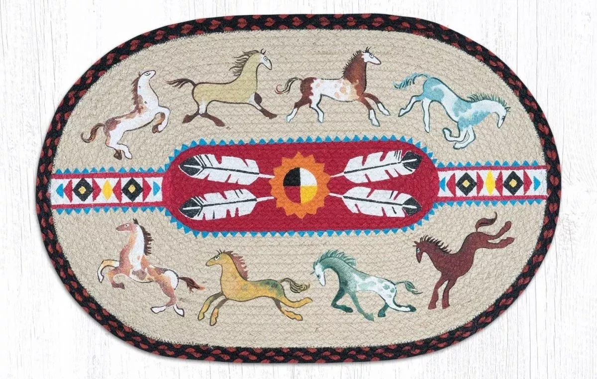 Native Horses Braided Jute Rug