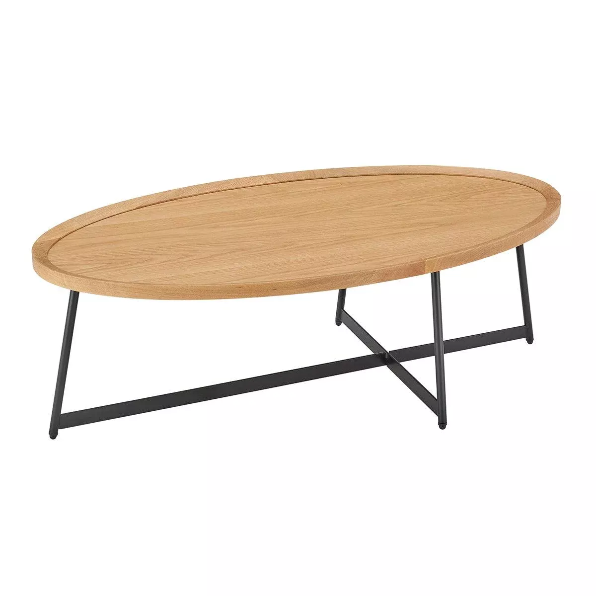 Niklaus 47" Oval Coffee Table in Oak and Black Base