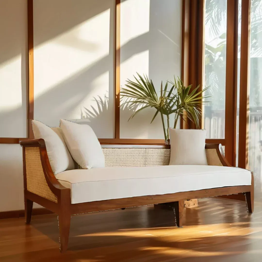 Noorvan Solid Wood Love Sofa (Teak)