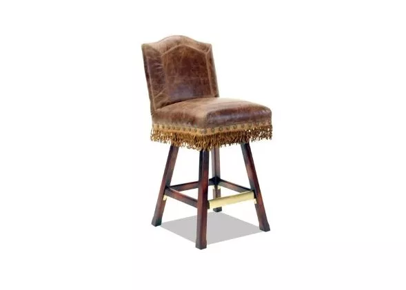 Old Hickory Tannery Saddle Tan Fringed Western Barstool