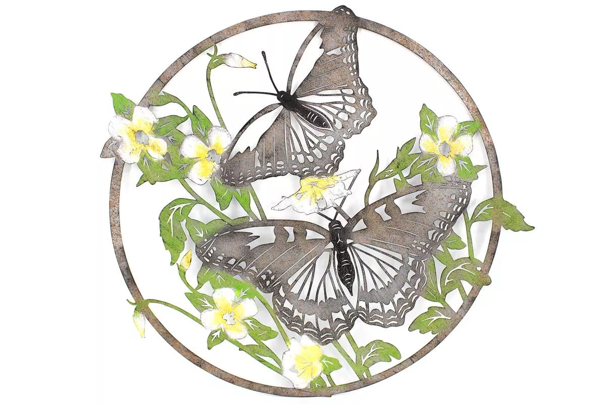 Oval Brown Frame Butterfly & Yellow Flower 25″ 64x60cm/25×24”