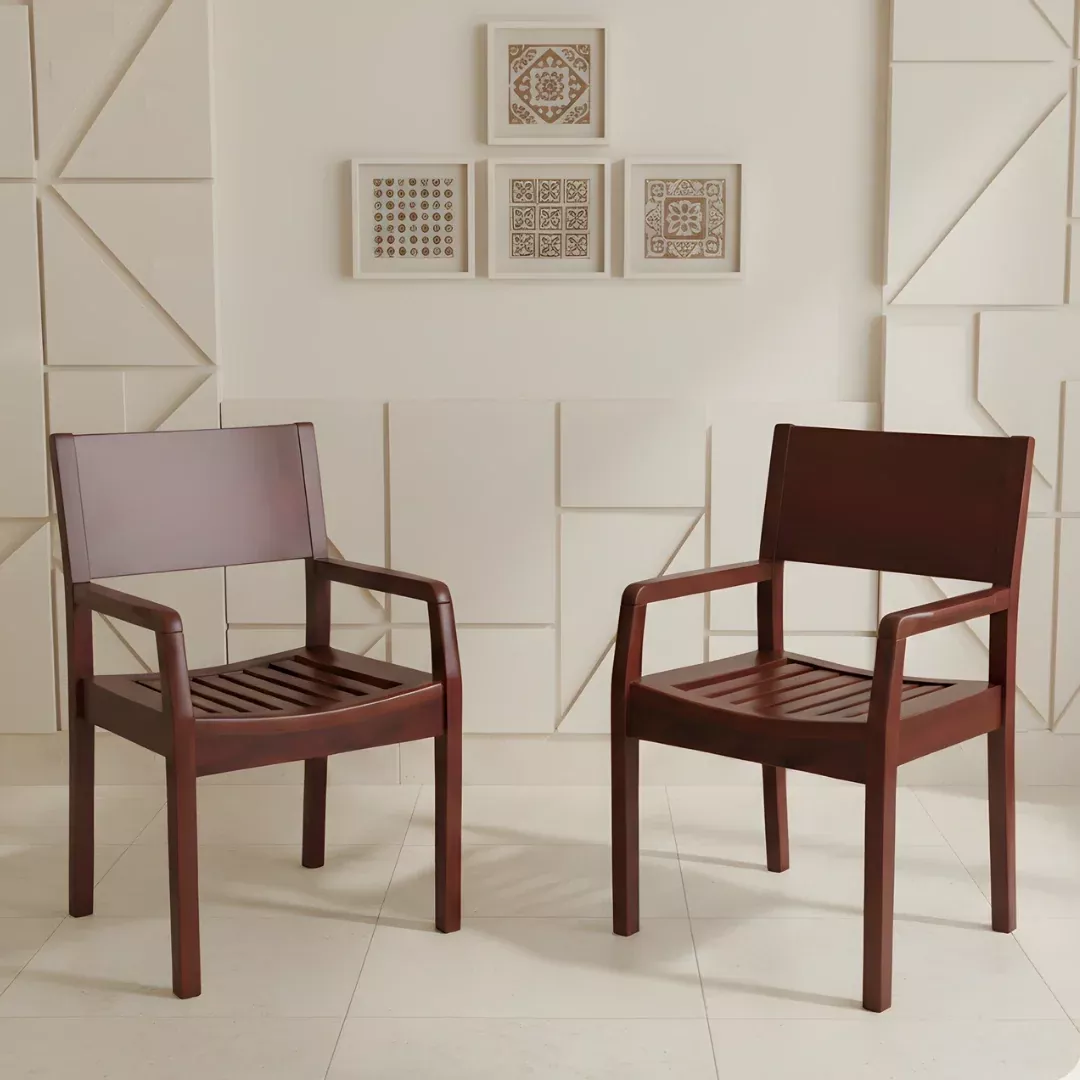 Raviso Teak Wood Bedroom Chairs (Brown)