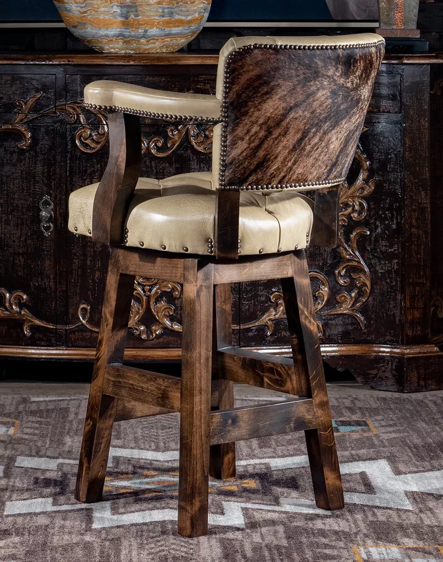 Renegade Brindle and Ivory Leather Barstool