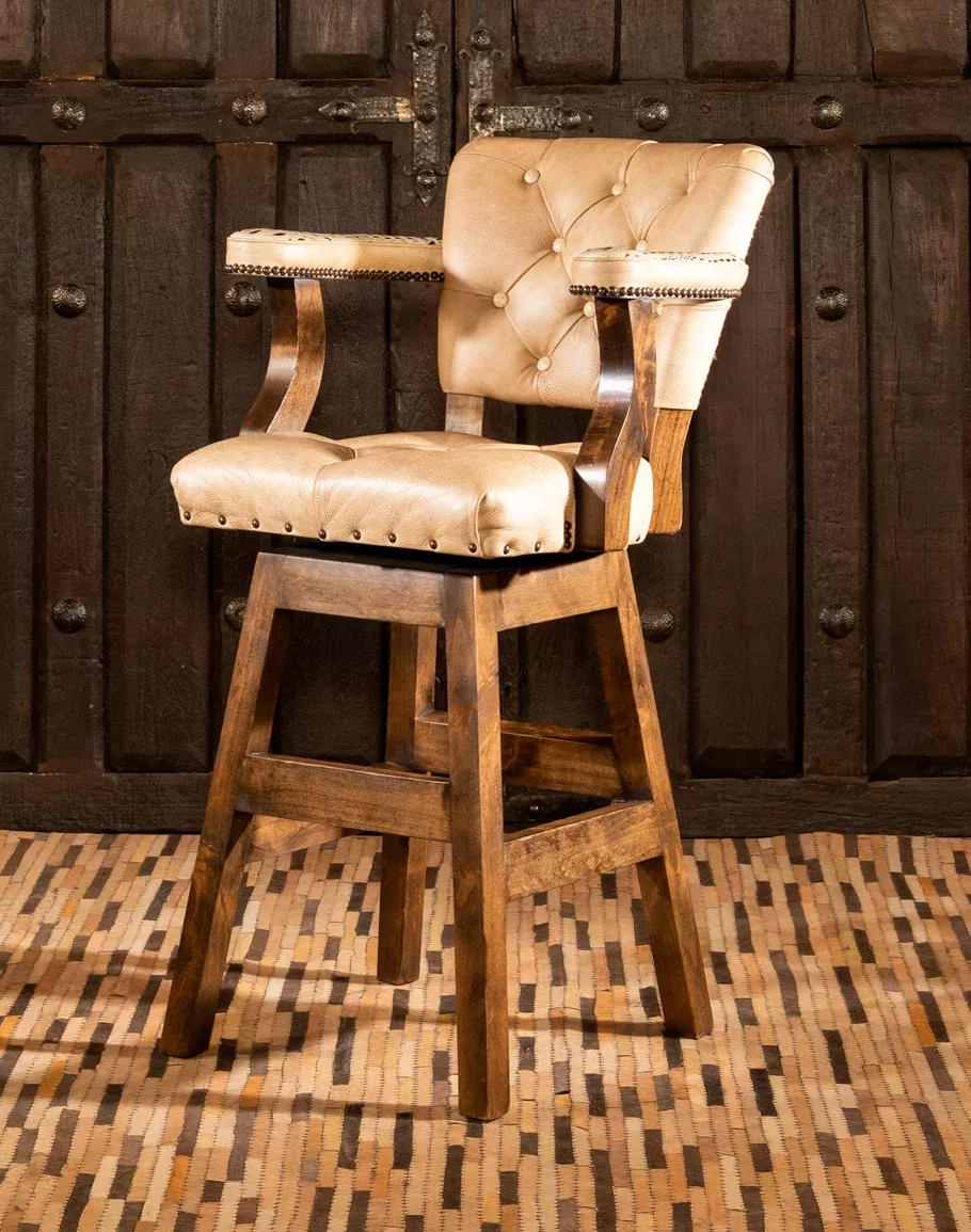 Renegade Cream Croco Tufted Leather Barstool