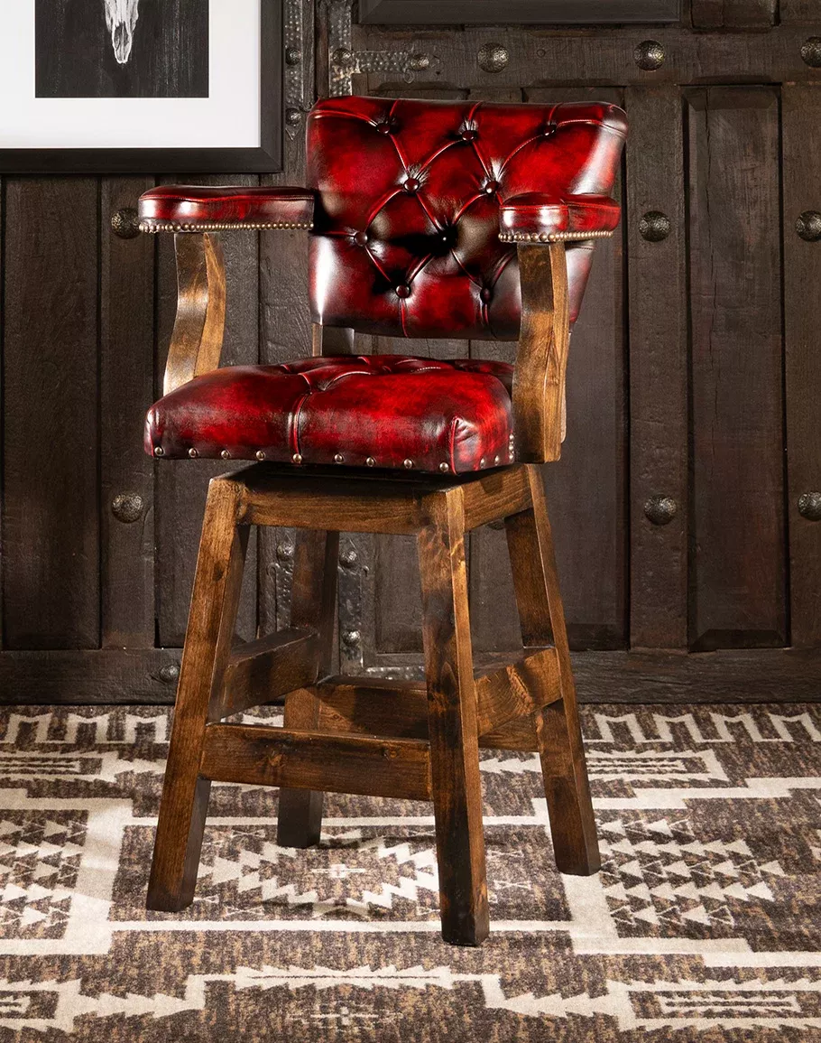 Renegade Crimson Leather Barstool