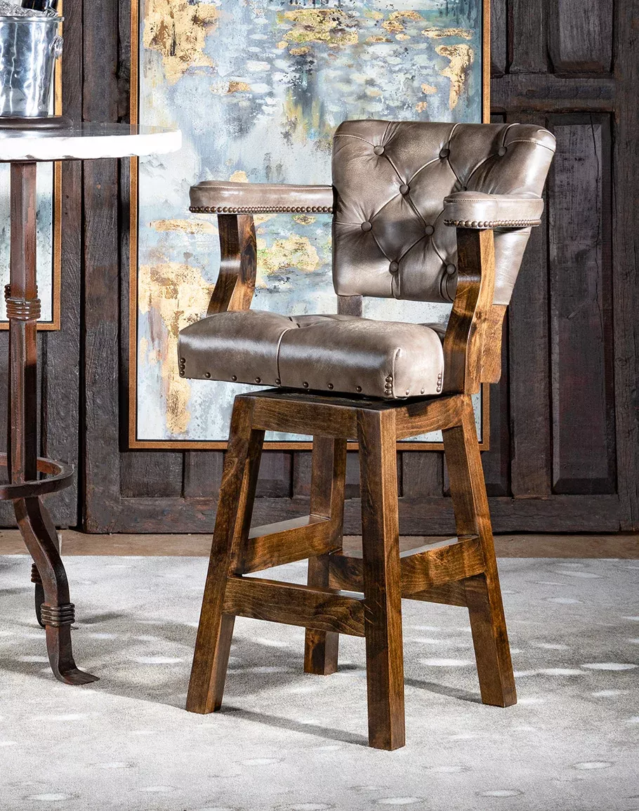 Renegade Slate Western Leather Barstool