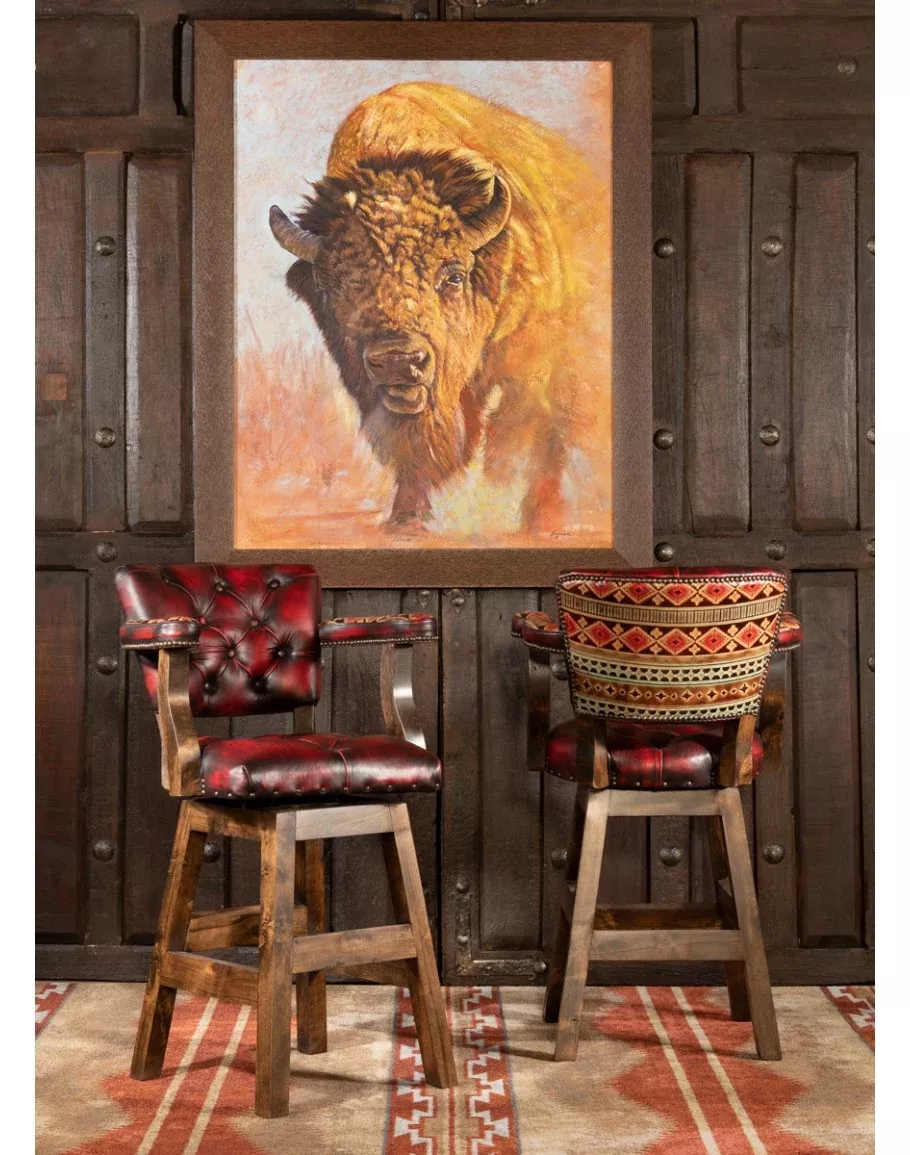 Renegade Southwest Crimson Leather Barstool