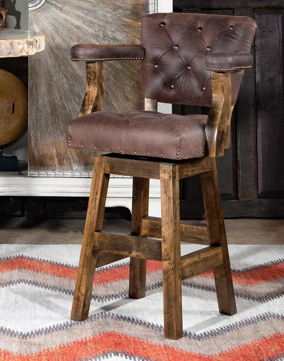 Renegade Stallion Tufted Leather Barstool