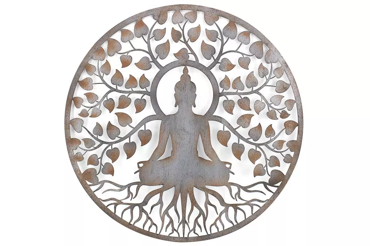 Round Buddha With Leaf Frame - 32”