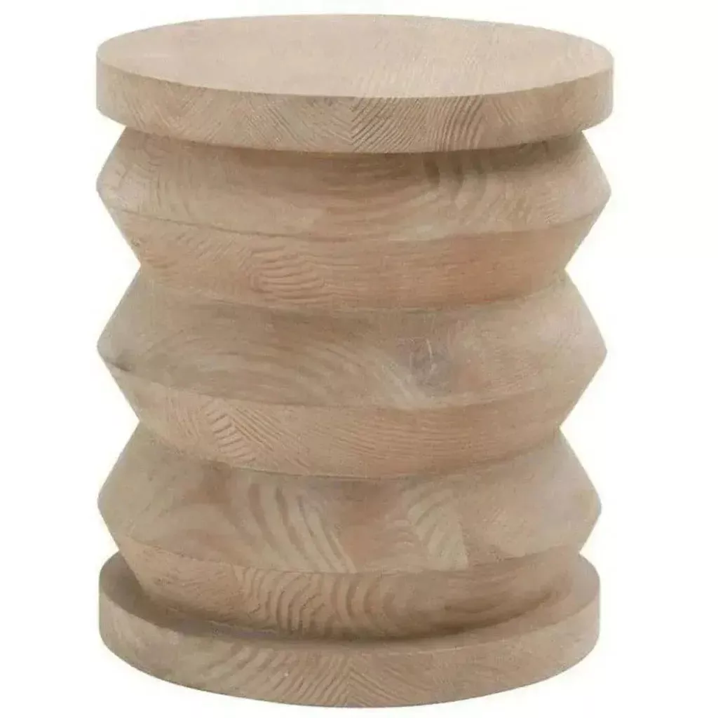 Round Pier Accent Reclaimed Pine Wood Side Table