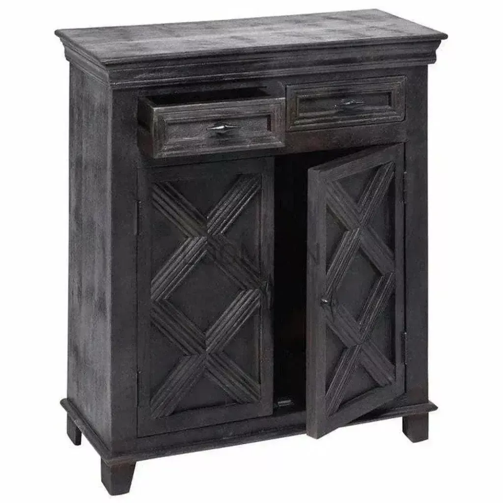 Rustic X Farmhouse Wood Black Cabinet
