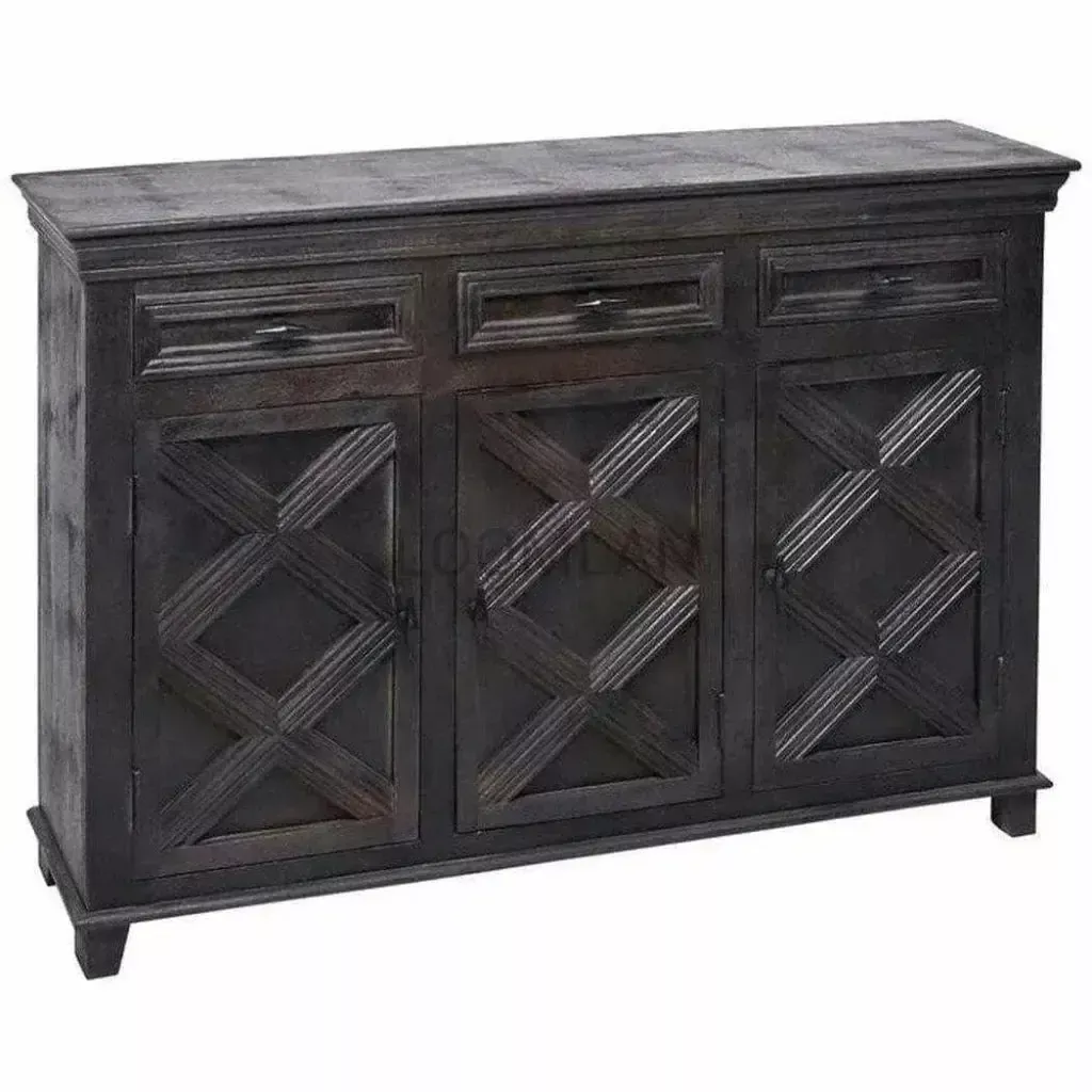 Rustic X Farmhouse Wood Black Credenza