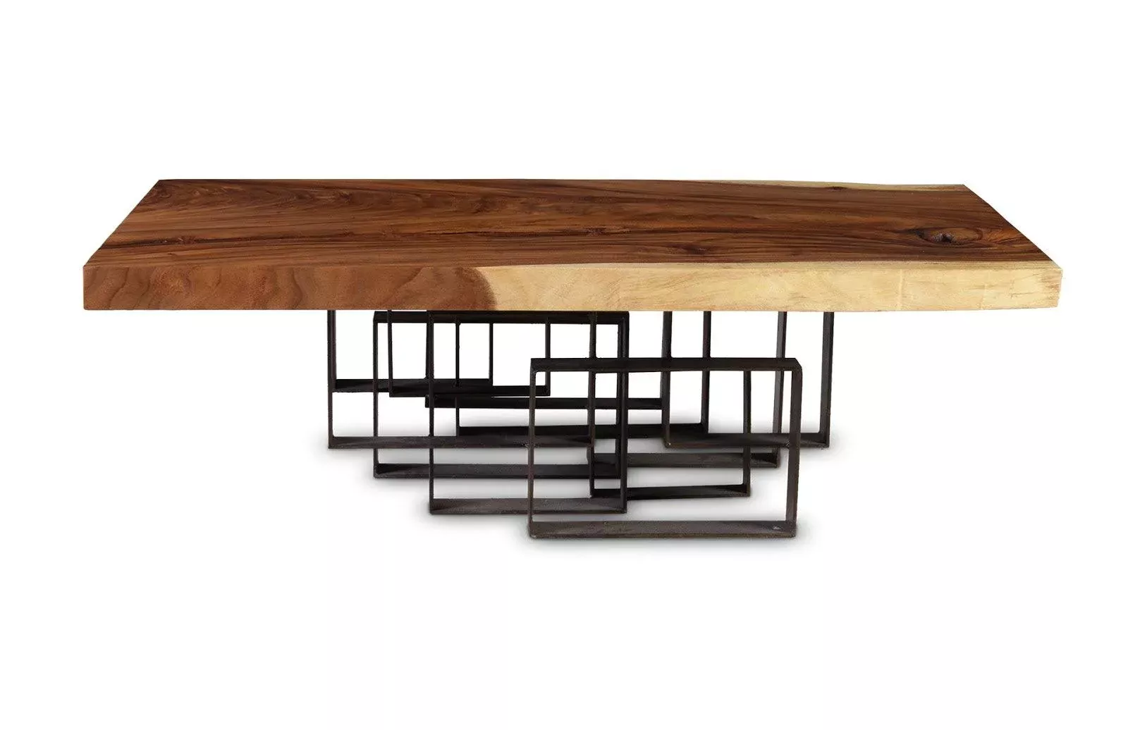 Score Coffee Table, Chamcha Wood, Iron Base