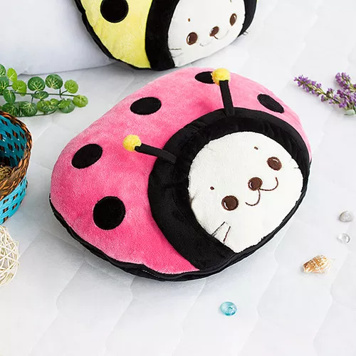 [Sirotan - Ladybug Pink] Blanket Pillow Cushion / Travel Pillow Blanket
