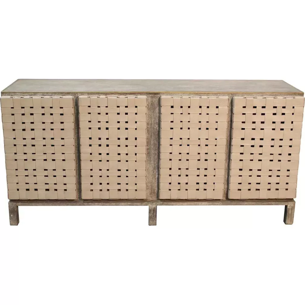 Soho Cream Leather Warp Sideboard