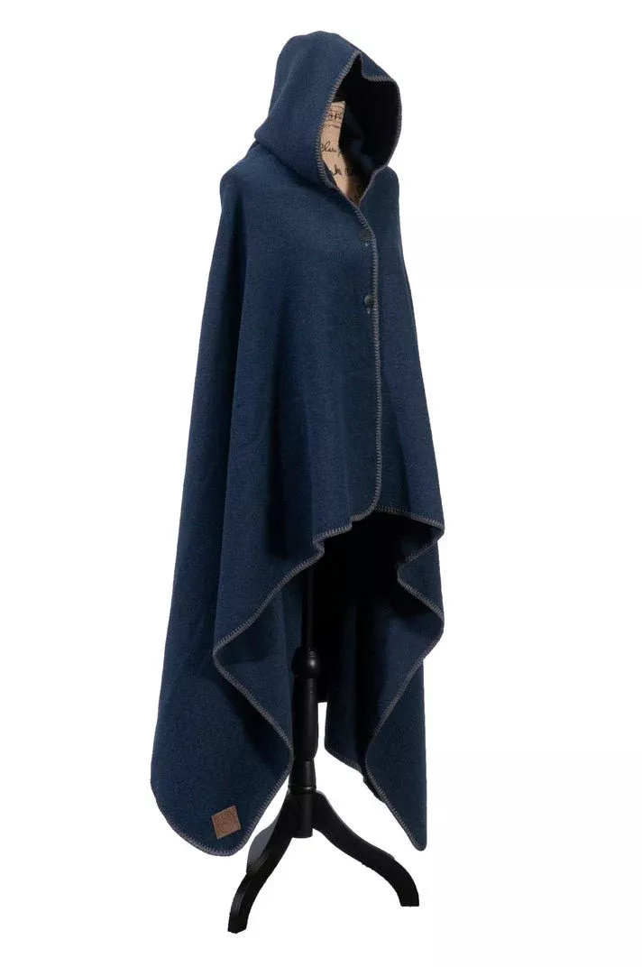 Solid Midnight Wool Hooded Throw