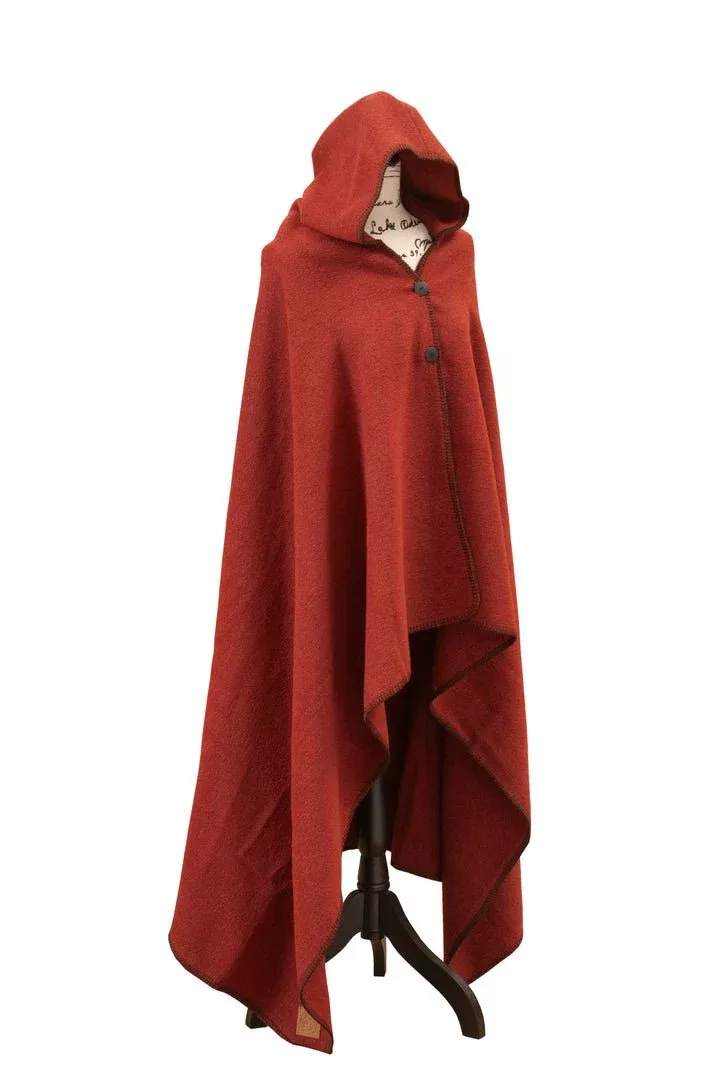 Solid Spice Wool Hooded Throw